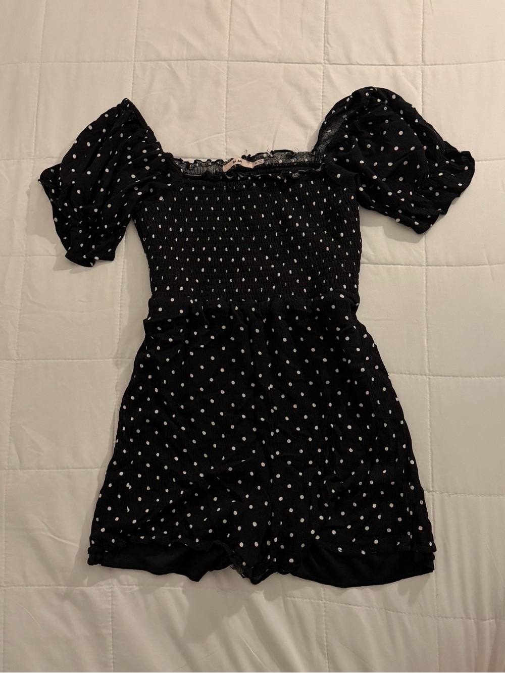 Francesca's Collections Black Polka Dot Romper